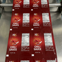 Film d'emballage laminé haute barrière de qualité alimentaire imprimé sur mesure pour sachets de sauce chili, en rouleau, pour machine d'emballage automatique VFFS