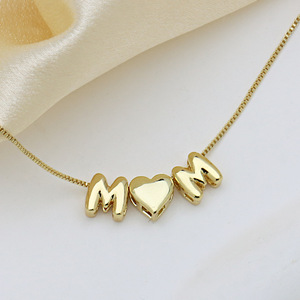 Copper Smooth Bubble Letter Pendant <b>Necklace</b> Minimalist Ins Style <b>Custom</b> <b>Name</b> Ladies Clavicle Chain Jewelry - Product Image 2