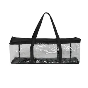 DVD Storage Bag Portable Transparent PVC Media Storage Bag Stackable Movie CD Holder with Handles and Zipper