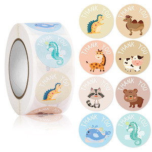 6 Mix Match Animal Vinyl Waterproof <strong>Stickers</strong> Fun Coffee Candy Candle Packaging Label Digital <strong>Printing</strong> Self-Adhesive Thank-You - Product Image 2