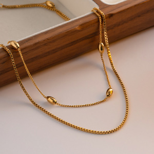 Collier de perles ovales en alliage de zinc, design minimaliste multicouche, bijoux de mode pour femmes - Product Image 4