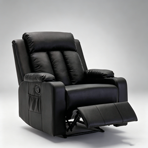 Sillón Reclinable Manual de Cuero, Ajustable de 90 a <span class=keywords><strong>160</strong></span> Grados, con Bolsillo Lateral, para Sala de Estar o Dormitorio - Product Image 1