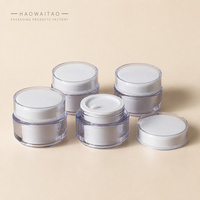 Pot à crème transparent en PS de 30g, double paroi, avec paroi extérieure transparente et pot intérieur blanc, pour crème pour les yeux, crème pour le visage, emballage pour soins de la peau