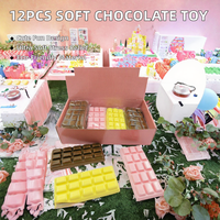 Lot de 12 jouets anti-stress en mousse PU en forme de barre de chocolat, mignons, promotionnels, avec boîte de présentation pour cadeaux