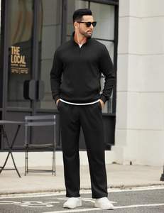 COOFANDY Heren Vintage Stijl 2-delige Luipaardprint 100% Nylon Trainingspak Set met Kwart-Rits Pullover en Wijde Pijpen Joggingbroek - Product Image 2