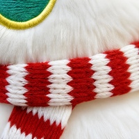 Porte-clés en peluche chat blanc aux grands yeux avec écharpe rouge et blanche, breloque de sac en peluche douce, chaîne à billes pour sac à dos, cadeau