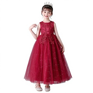 Fine Sewing Custom Wholesale Girls Long Fluffy Wedding Dresses Premium Tulle Princess Dress Kids Festival Performance - Product Image 1