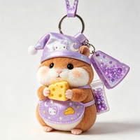 Porte-clés en peluche hamster mignon, poupée en peluche de dessin animé en forme de fromage, pendentif de sac personnalisé, cadeau