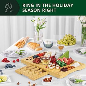 Royal Bamboo <b>Cheese</b> Board With Cutlery Set 30x40 Cm For Party Snacks And Dessert Serving - Product Image 2