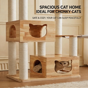 Árbol para Gatos Moderno de Madera, Torre de Múltiples Niveles, Poste Rascador, Condominio para Escalar para Gatos y Gatitos de Interior - Product Image 5