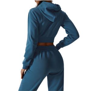 Sudadera con Capucha Corta de Punto Personalizada de Alta Calidad para Mujer, con Cremallera, Informal, Estampada, Deportiva, para Hacer Ejercicio - Product Image 3