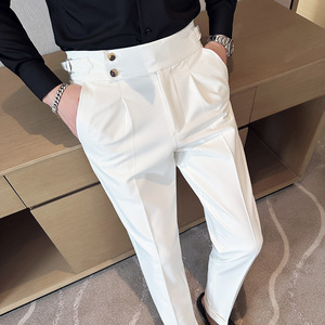 <span class=keywords><strong>Pantalon</strong></span> <span class=keywords><strong>de</strong></span> <span class=keywords><strong>costume</strong></span> drapé d'affaires pour hommes printemps/été <span class=keywords><strong>pantalon</strong></span> à jambe droite taille haute sans repassage - Product Image 2