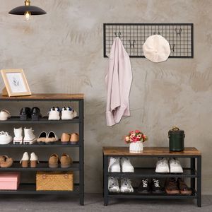 Zapatero con <span class=keywords><strong>perchero</strong></span> separado, Zapatero industrial, Zapatero de metal de 3 niveles con asiento para entrada, sala de estar, pasillo - Product Image 4