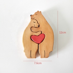 Puzzle en bois personnalisé Art Déco Ours – Décoration créative pour salon et <span class=keywords><strong>chambre</strong></span>, cadeau familial gravé pour les parents - Product Image 6