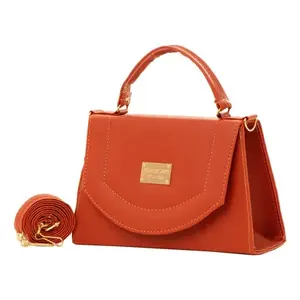 Bolso Bandolera Fana para Mujer, Cuero Genuino, Cierre de Cremallera, Color Jengibre, Uso Diario, Primavera/Invierno - Product Image 1