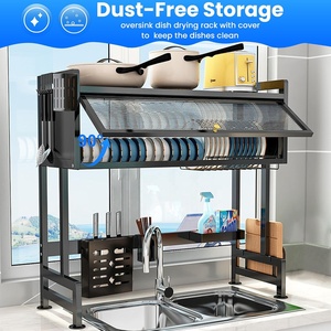 XDRD Non Folding Standing <strong>Dish</strong> Drying <strong>Rack</strong> 33.5 Inch for Small Kitchen Space Saving <strong>Dish</strong> and Bowl Storage Organizer Black - Product Image 4