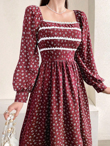 <span class=keywords><strong>เด</strong></span><span class=keywords><strong>รส</strong></span><span class=keywords><strong>แขน</strong></span><span class=keywords><strong>ยาว</strong></span><span class=keywords><strong>คอ</strong></span>สี่เหลี่ยมพิมพ์ลายดอกไม้เล็กๆสำหรับผู้หญิงใส่ได้ในฤดูใบไม้ผลิและฤดูร้อนสไตล์ใหม่ - Product Image 2