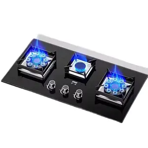 2024 New Design Tempered Glass Table Gas Hob 3 Burner Cooker 2 Double Burner 3 Burner Stove