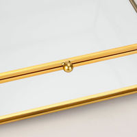 Boîte de rangement pour bijoux en verre avec cadre en laiton doré de luxe moderne, avec double couvercle pour fleurs pressées, boîte décorative en verre