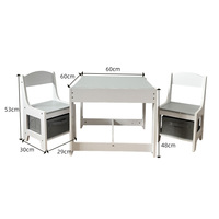 En stock : Table et chaises d'activités pour enfants 3-en-1 en bois avec tiroirs mobiles et tableau noir