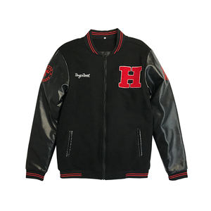 Blouson de baseball personnalisé de haute qualité en cuir avec fermeture éclair pour hommes - Product Image 1