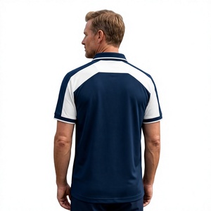 Men's Navy <b>White</b> Jersey Color Blocked Front Short Sleeve Quick Dry for Shirt Regular Fit Sporty Turn-down Collar Casual Summer - Product Image 6