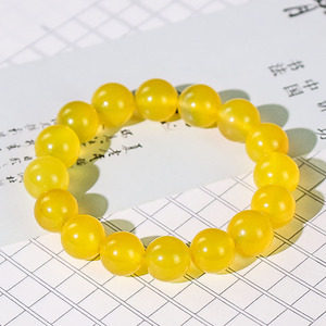Yellow Agate <b>Bracelet</b> 12mm Unisex Single Strand Jewelry Gift - Product Image 3