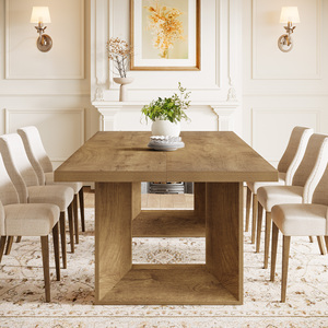 Tavolo da Pranzo Grande Estensibile <span class=keywords><strong>in</strong></span> <span class=keywords><strong>Legno</strong></span> Stile Rustico con Mobile Contenitore a Scaffale Aperto per Sala da Pranzo - Product Image 5