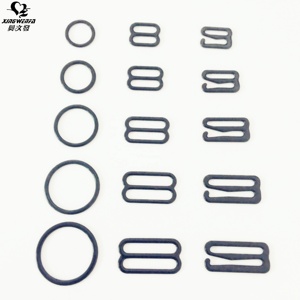 Accessori per Biancheria Intima, Anelli e Ganci per <span class=keywords><strong>Reggiseno</strong></span> in Metallo Rivestito in Nylon Nero di Alta Qualità Oeko - Product Image 2
