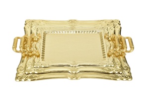 Hiện Đại 3-Mảnh Vàng Kim Loại Hình Chữ Nhật Phục Vụ Khay Đặt Sang Trọng Sang Trọng Thân Thiện Với Môi Cho Nhà Khách Sạn Hoặc Nhà Hàng - Product Image 4