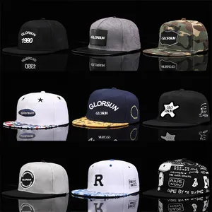 Custom Logo Embroidery Print Flat Brim Hat Multiple Styles Plain Blank Snapback Caps for Men Fitted Baseball Hat