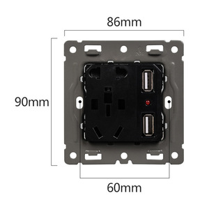 Huachao Wall Mounted Charging Station 90x86mm Dual <b>USB</b> AC Outlet Desktop <b>Power</b> <b>Socket</b> With 3C Certification - Product Image 1