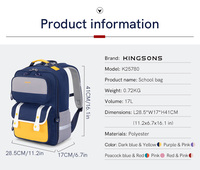 Sac à dos scolaire Kingsons imperméable à fermeture éclair avec imprimé gouttelettes, en polyester, pour adolescents, étudiants, décontracté, de voyage, 15 pouces - En stock