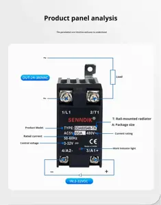 電気<span class=keywords><strong>SSR</strong></span>ソリッドステートリレー統合シングルフェーズ24-480VAC <span class=keywords><strong>60A</strong></span> - Product Image 2
