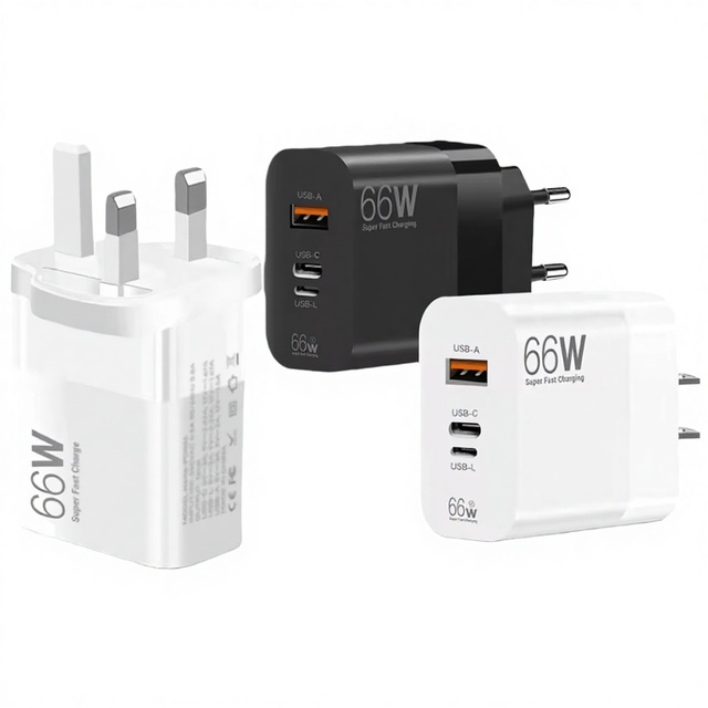 Factory Wholesale 3 Port Fast Charger USB C PD QC Wall Charger Adapter Universal US/EU/UK Plug Mobile Phone Charger