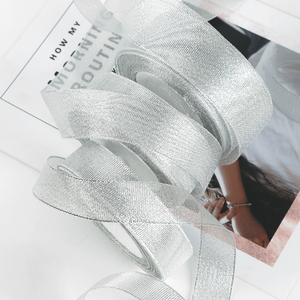 Pita metalik emas/perak 1 inci 25yard/rol pita perak Bling kualitas terbaik untuk dekorasi pengemasan hadiah Natal - Product Image 6