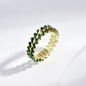 OEM plata 925 Sterling <b>Silver</b> adjustable fashion <b>ring</b> wedding <b>stack</b> marquise stone emerald gold plated zircon <b>rings</b> for woman - Product Image 3