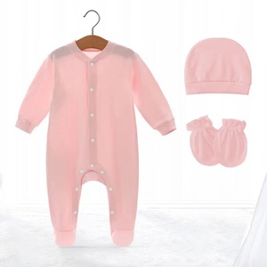 Ropa de Escalada para Bebés Recién Nacidos de Algodón de Manga Larga con Patrón Liso y Puntera Cerrada con Botones a Presión, para Comercio Exterior en Europa y Estados Unidos - Product Image 5