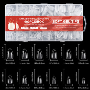 BIN 600 pz/scatola Punte per Unghie in Gel Morbido Opaco a Copertura Totale, Extra Corte, Quadrate, French, a Mandorla, a Coffin, per Estensione Unghie Finte - Product Image 5