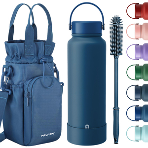 Botella de agua con aislamiento al vacío para deportes de acero inoxidable de doble pared, frasco de agua caliente con manga inferior para niños - Product Image 1