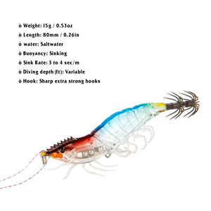 WEI artificiel 15g 8cm eau salée naufrage leurre plastiques lumineux mer pêche bois crevettes calmar gabarit - Product Image 3