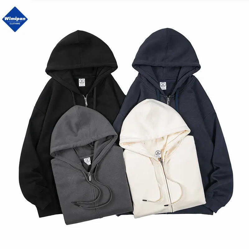 Wholesale 360GSM Unisex Zipper Hoody Jacket Heavyweight Full Zip Up Hoodie Custom Blank Men's Hoodie