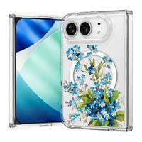 Coque de téléphone transparente antichoc en PC rigide avec motif floral magnétique, papillon et cœur attrayant pour iPhone 18 Duo Fold Pro Max 16 Plus 17