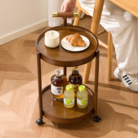 Table d'appoint ronde en bambou sur mesure avec roulettes, chariot de rangement pour salon, chariot à collations de luxe