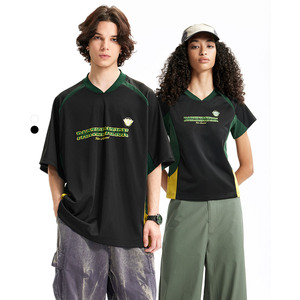 Camiseta Deportiva Estampada con Bloques de Color, Estilo Retro Americano, Manga Corta, Nuevo Producto 2026 - Product Image 1