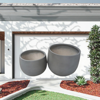Jardinières en ciment de style ferme vintage, pots à fleurs d'intérieur/extérieur, trou de drainage, écologiques, durables, légers pour l'aménagement paysager de la maison