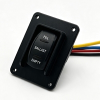 Interrupteur à bascule pour réservoir de lest marin, remplissage/vidage de lestage, DPDT 4P ON-OFF-ON 12V 20A, pré-câblé, IP66, LED, pour bateau et yacht