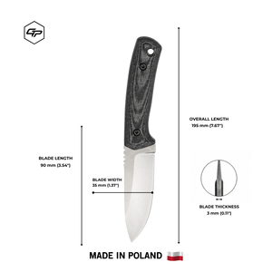 มีดทำมือเหล็ก O2 ปลายแหลม ใบมีดแบบ Fixed Blade สำหรับการล่าสัตว์กลางแจ้ง ด้ามจับแบบ Full Tang พร้อมปลอก Kydex และปลายมีดแบบละเอียด - Product Image 3