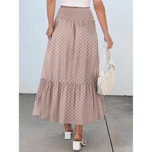 FOXA Falda larga floral estilo bohemio para mujer, falda de playa fluida con cintura alta y bolsillos para vacaciones, ropa de verano - Product Image 4