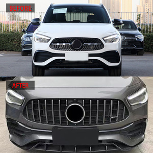 Calandre avant style Mercedes-Benz GT, noir brillant avec bandes argentées, pour GLA H247 Sport Edition 2020-2023, matériau ABS - Product Image 2